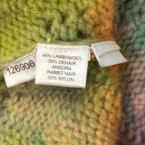 Ann Taylor Angora Tie Dye Soft Vibrant Leaf Open Knit Long Sleeve Sweater L - Picture 8 of 13